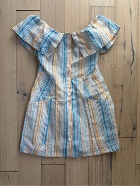 Reformation Striped “Landy” Linen Mini Dress